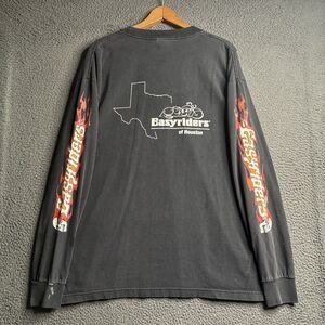 Easyriders Vintage 80's Flames Biker Long Sleeve T-Shirt XL Faded Black Houston